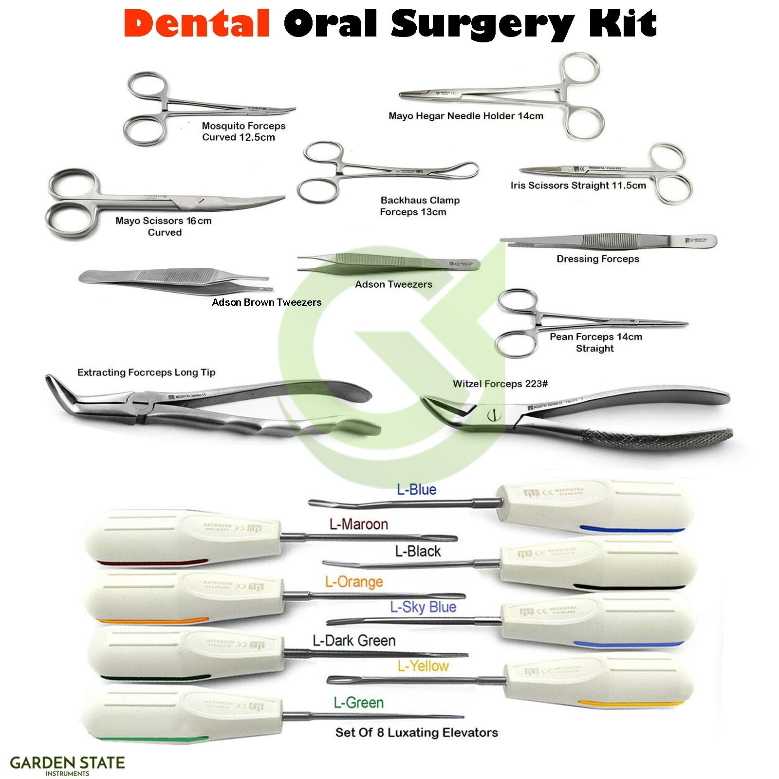 Dental Extracting Forceps Elevators Retractor Oral Surgery Complete Set