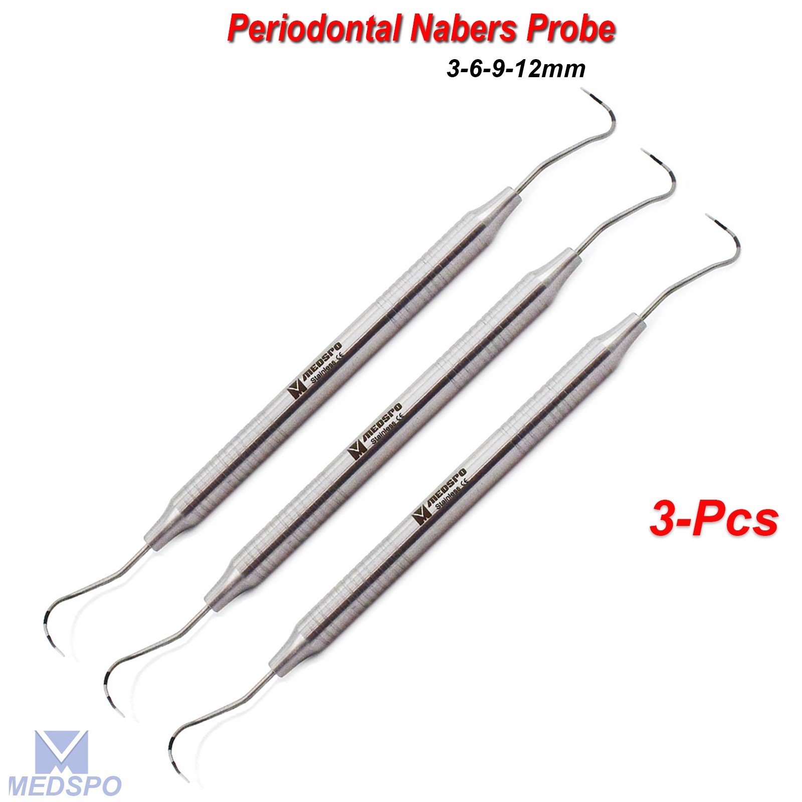 Periodontal Color Coded Diagnostic Depth Furcation Nabers Probe Dental Tools CE