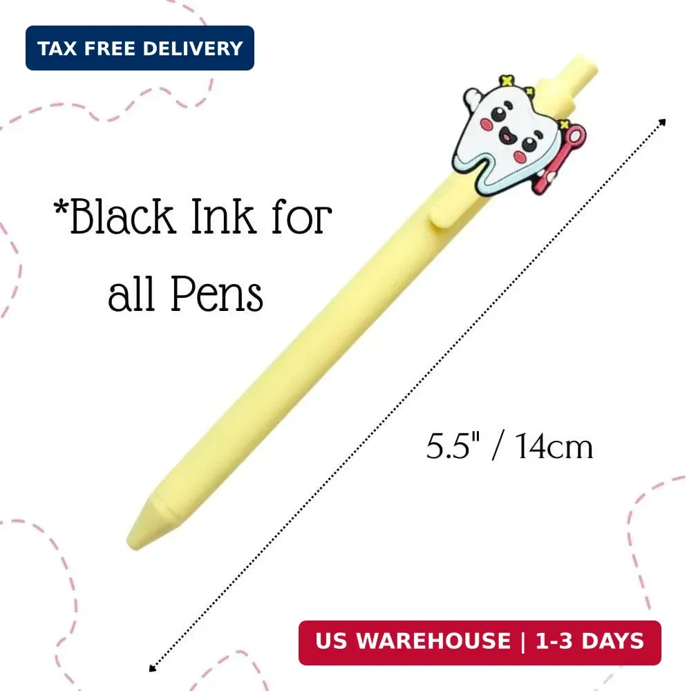 10PC Dental Pens Smiling Teeth Tooth Oral Health Dentist Hygienist Student Assis