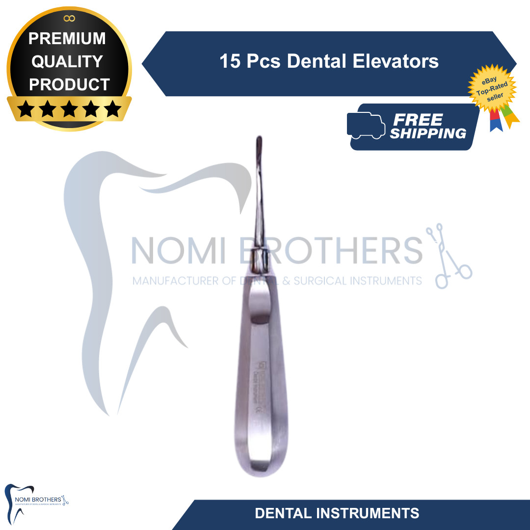 New 15 Pcs Bayonet Elevators Set Dental Extraction Instruments Stainless Steel