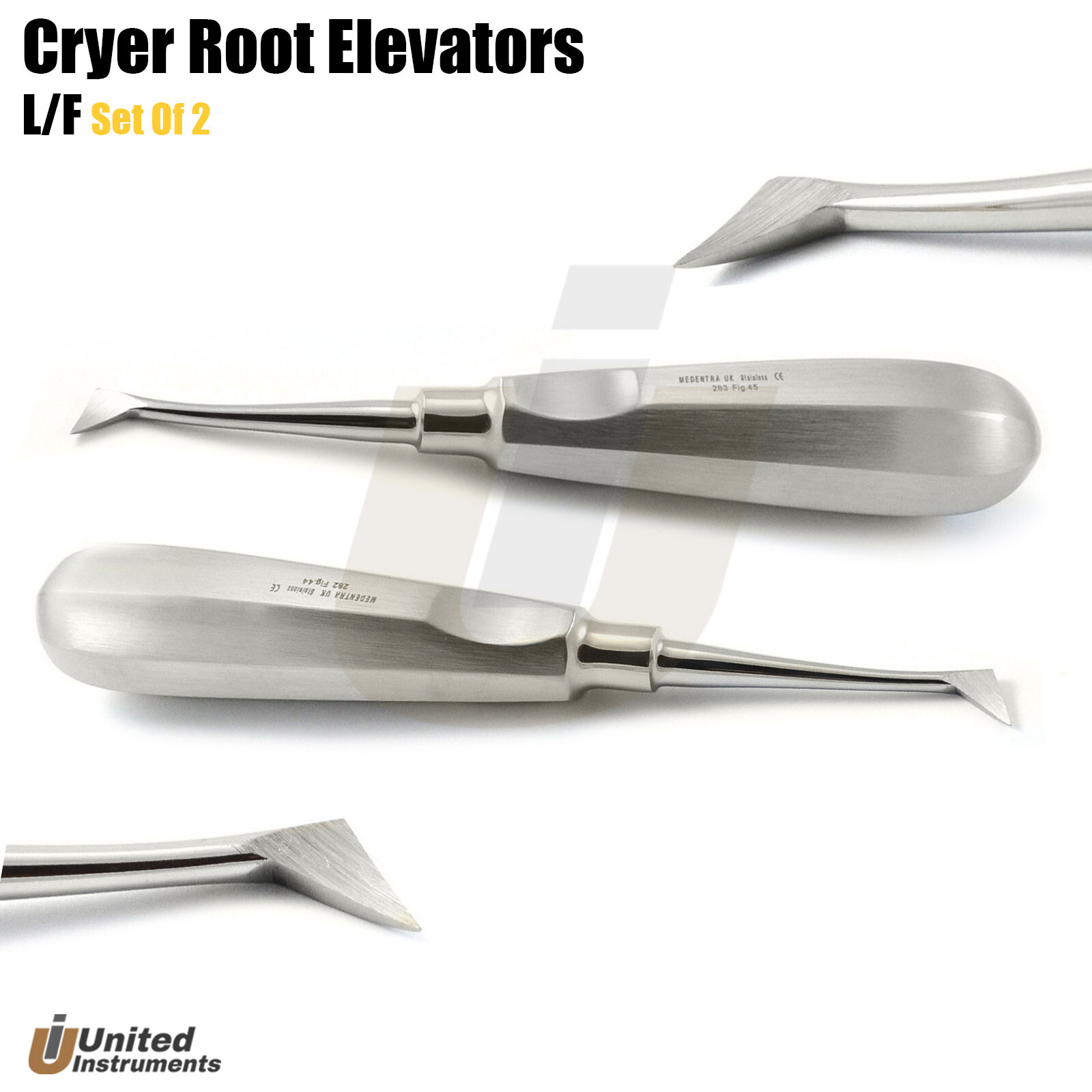 SET OF 2 DENTAL CRYER ELEVATOR MULTI ROOTED DENTAL TOOTH EXTRACTION TOOLS KIT