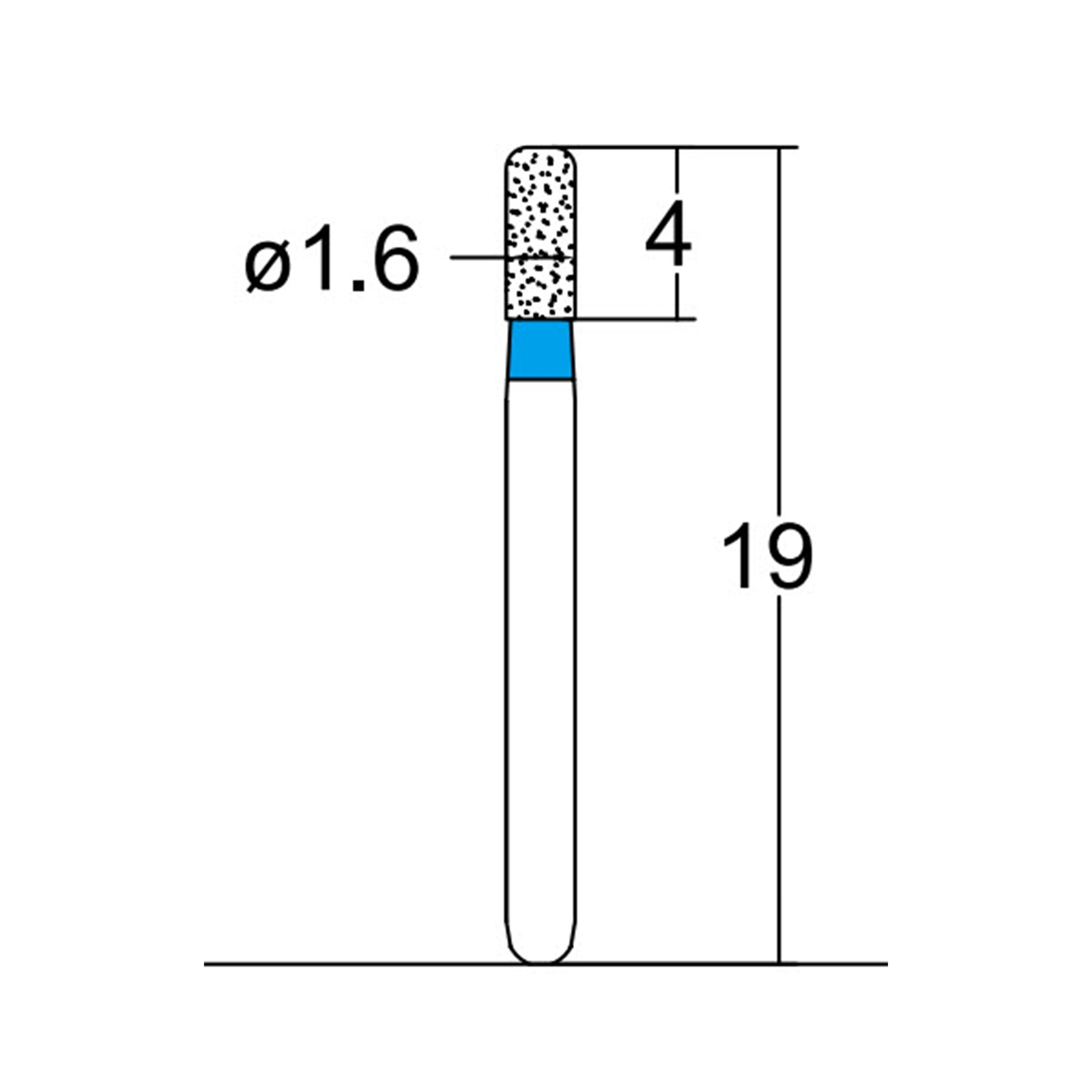 Cylindrical Rounded Edge 1.6 mm Dia Medium Diamond Bur 5/PK [1735-156.16M1]