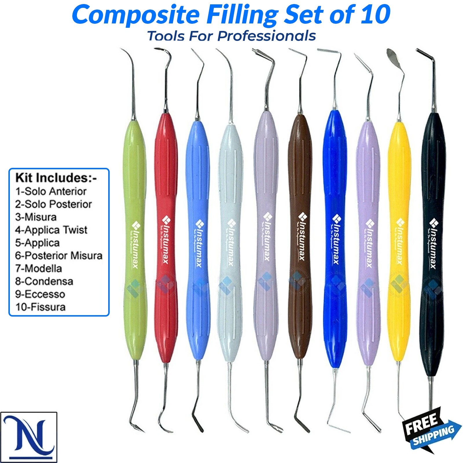 Dental Composite Resin Filling Spatulas Aesthetic Restoration Instruments set 10