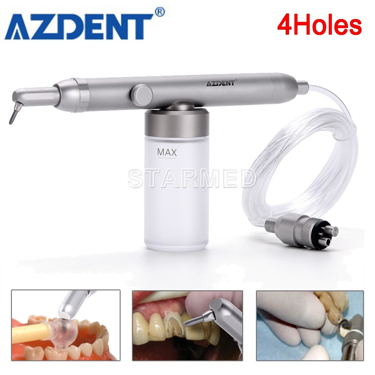 Pulidor de aire dental Óxido de aluminio Micrograbador Arenado 4Agujeros