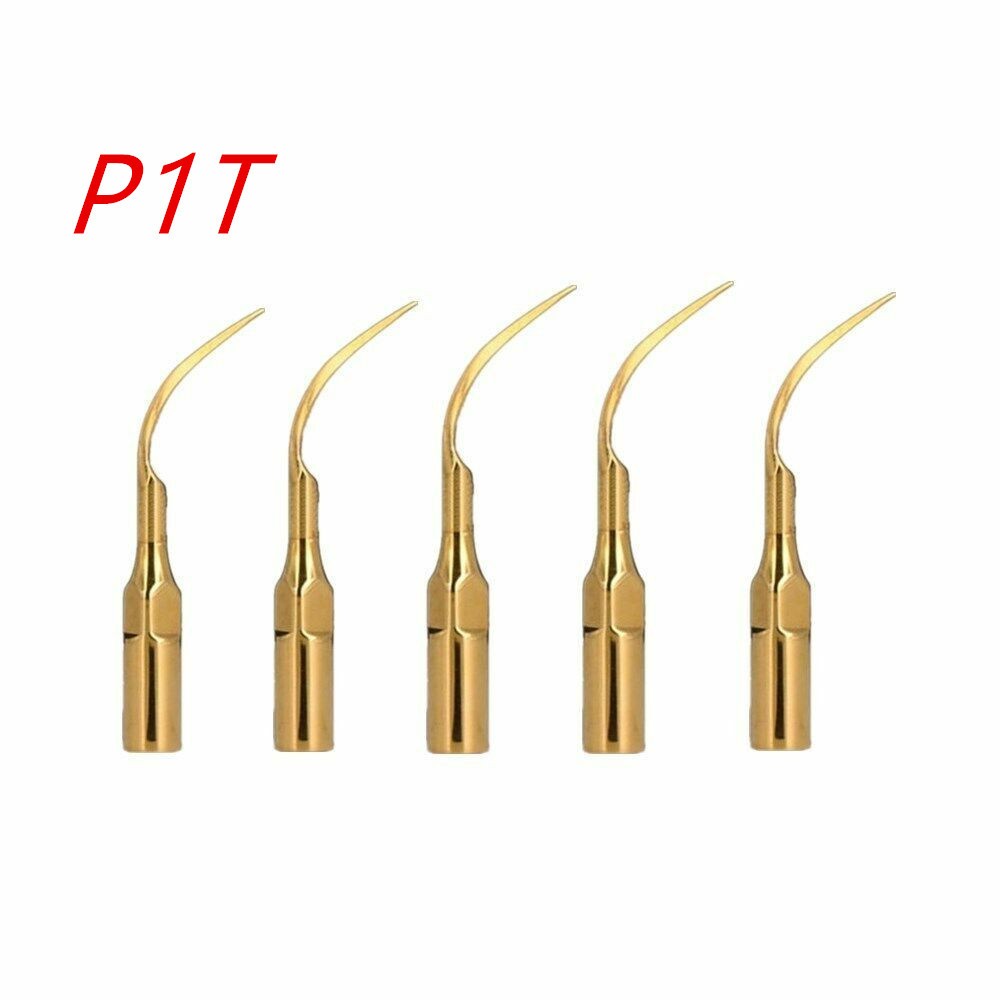 5 Pcs Dental Oral Gold P1T Stainless Steel Scalers Piezo Tips Fit Woodpecker Kit