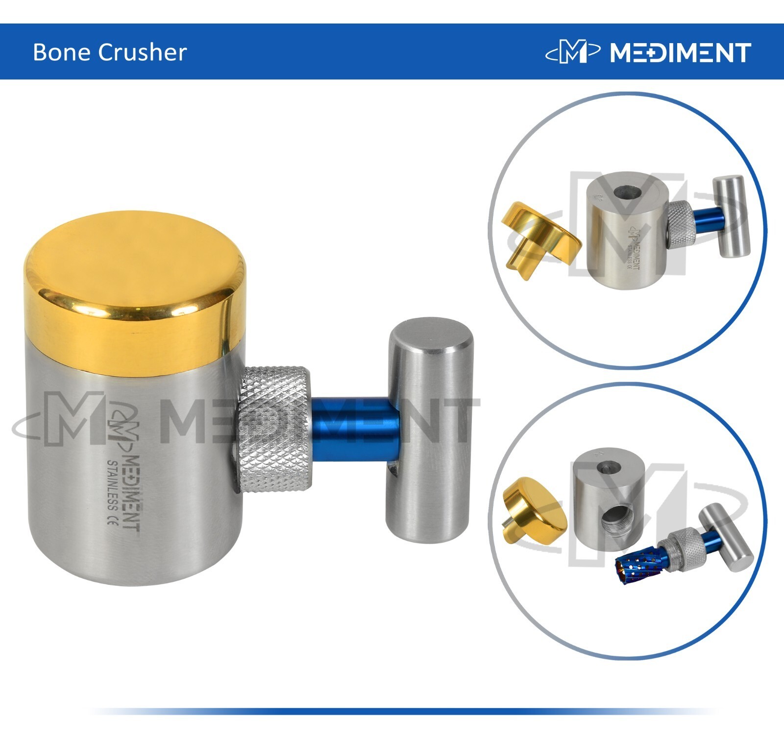 Dental Bone Crusher Mill Implant Bone Grafting Grinder Augmentation Lab Tools CE