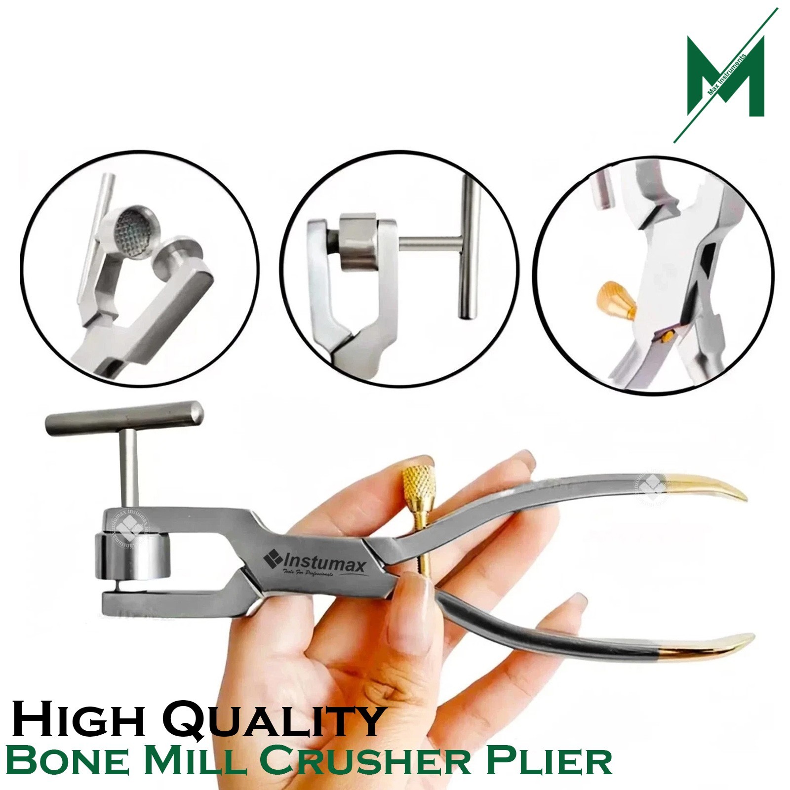 Dental Bone Mill Crusher Morselizer Plier Titanium Head Plate Implant Bone Graft