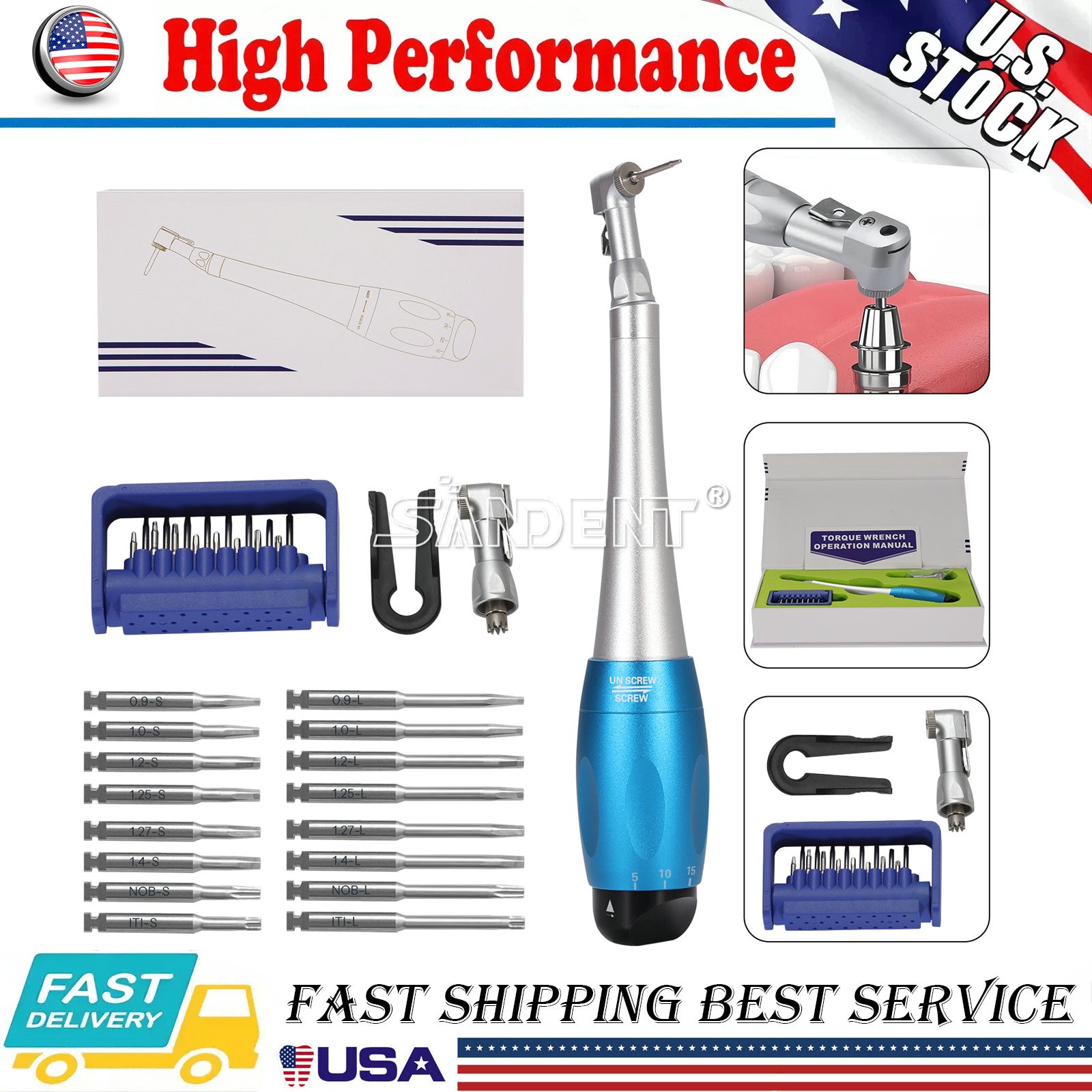 USA Universal Prosthetic Restoration Hand Driver Kit Dental Implant Handle Tools