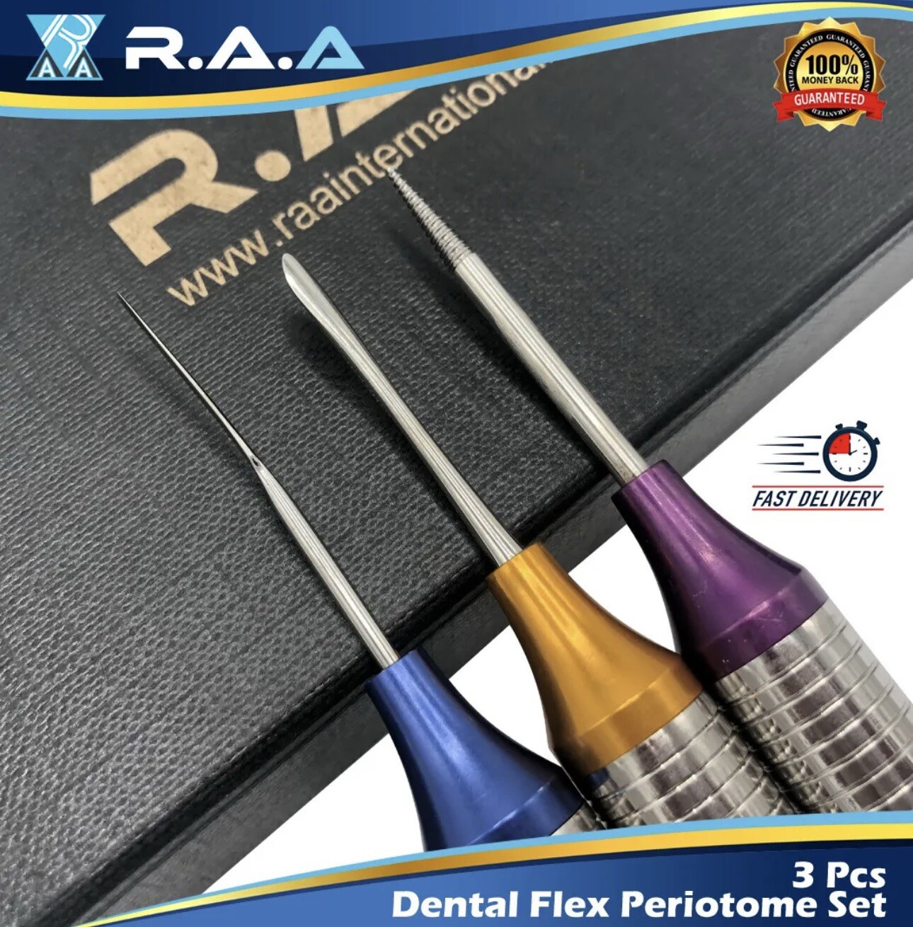 3 Pcs Dental Flex Periotome Set Extraction Screw kit Periodontal Dental #107