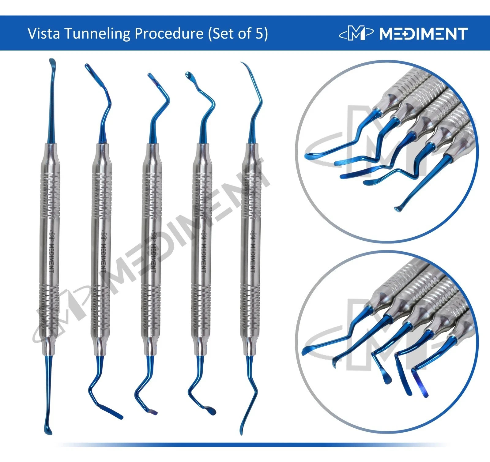 VISTA TUNNELING PROCEDURE TITANIUM IMPLANT DENTAL INSTRUMENTS *SET OF 5*