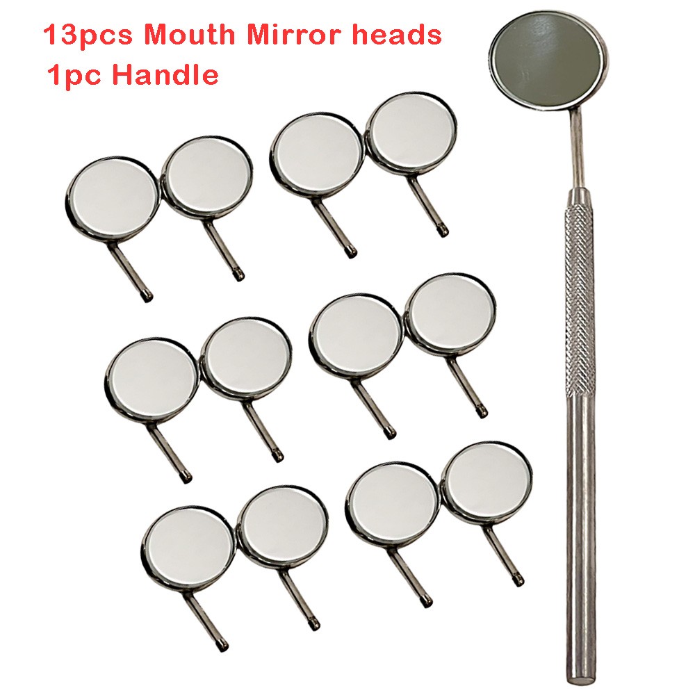 NEW Premium 13 x Dental Mouth Mirror heads Cone Socket #4 Plain with Free Handle
