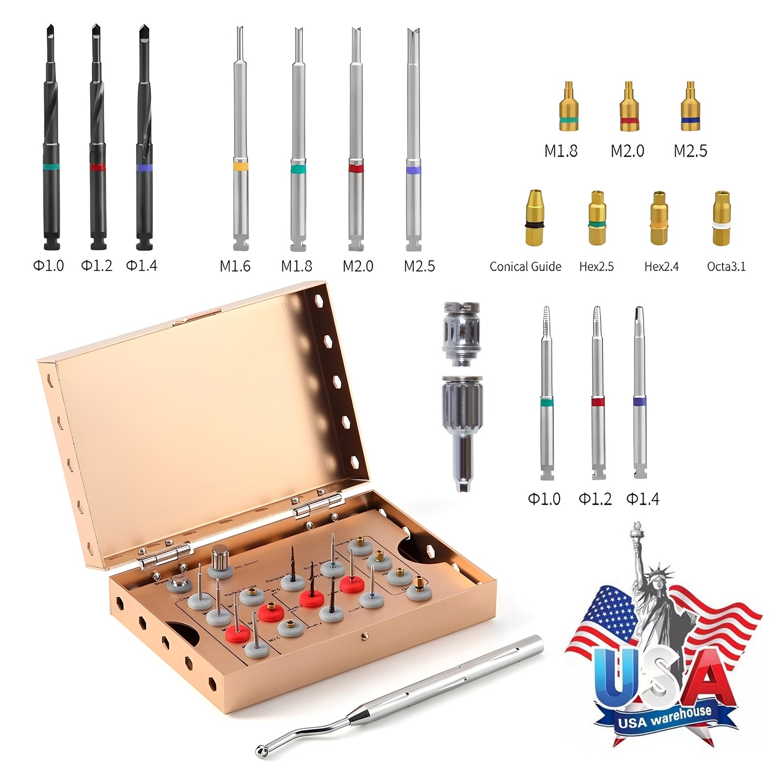 Dental Bur Burs Holder Block Disinfection Box Aluminium Autoclave 9Holes Blue DL