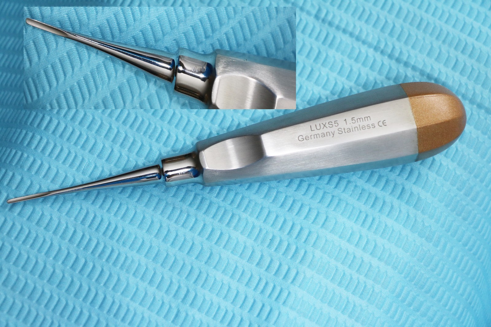 GERMAN 1.5MM STRAIGHT DENTAL SURGERY EXTRACTING EXTRACTION LUXATING ELEVATOR-GLD