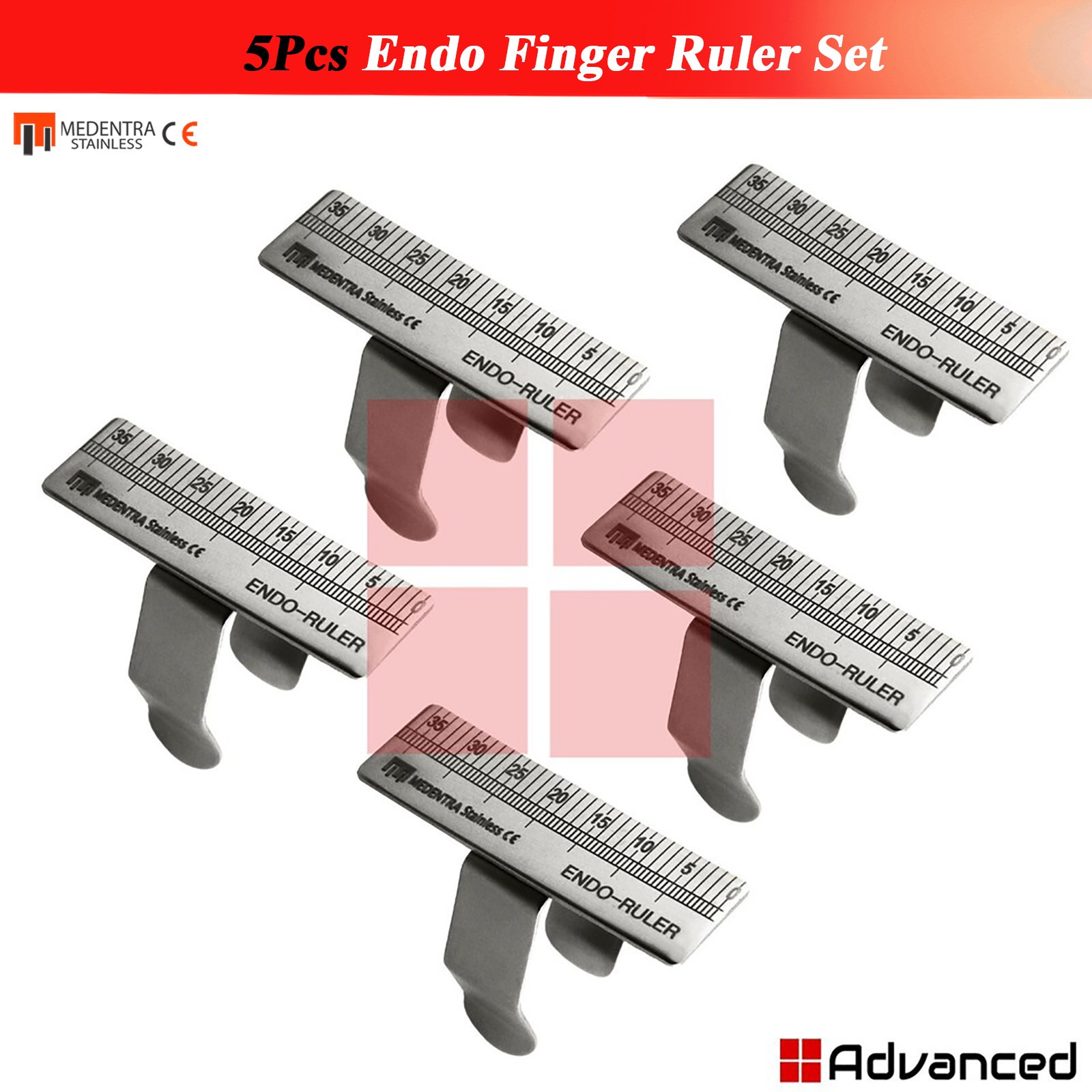 5 Pcs Dental Endo Finger Ruler Measuring Gauge Scale Endodontic Ring Instruments